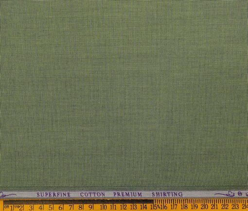 Solino Men's Cotton Structured 1.60 Meter Unstitched Shirt Fabric (Olive Green)