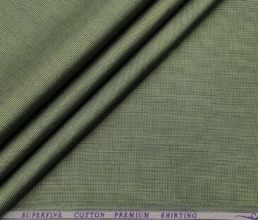 Solino Men's Cotton Structured 1.60 Meter Unstitched Shirt Fabric (Olive Green)