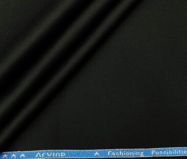 Arvind Men's Cotton Solids 1.30 Meter Unstitched Trouser Fabric (Black)
