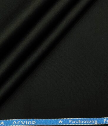 Arvind Men's Cotton Solids 1.30 Meter Unstitched Trouser Fabric (Black)