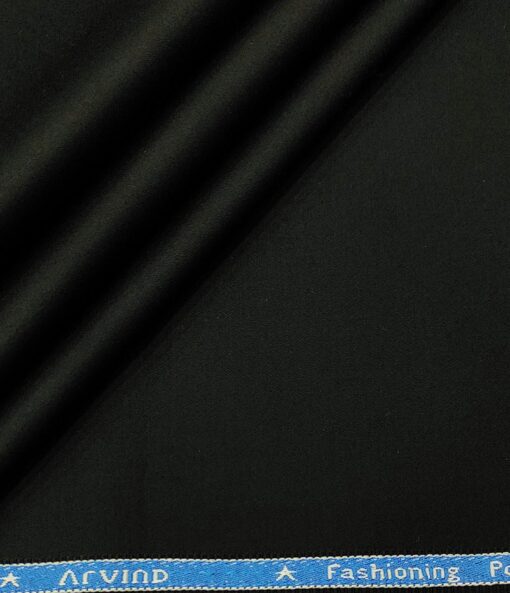 Arvind Men's Cotton Solids 1.30 Meter Unstitched Trouser Fabric (Black)