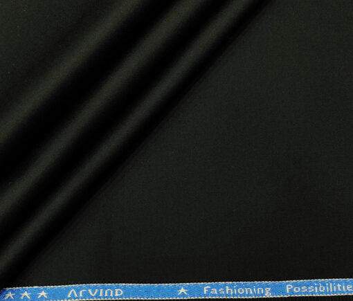 Arvind Men's Cotton Solids 1.30 Meter Unstitched Trouser Fabric (Black)