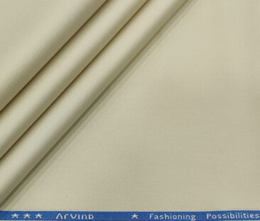 Arvind Men's Cotton Solids 1.30 Meter Unstitched Trouser Fabric (Cream)