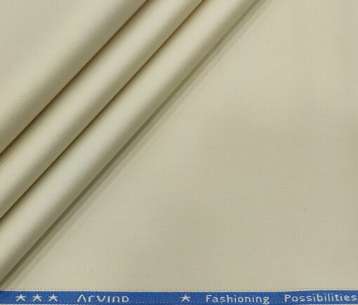 Arvind Men's Cotton Solids 1.30 Meter Unstitched Trouser Fabric (Cream)
