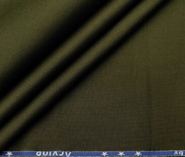 Arvind Men's Cotton Structured 1.30 Meter Unstitched Trouser Fabric (Dark Green)