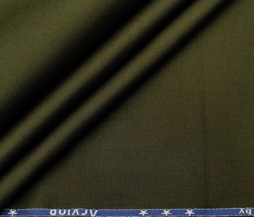 Arvind Men's Cotton Structured 1.30 Meter Unstitched Trouser Fabric (Dark Green)