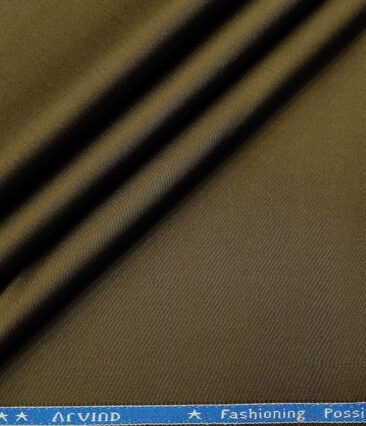 Arvind Men's Cotton Solids 1.30 Meter Unstitched Trouser Fabric (Dark Khakhi Brown)