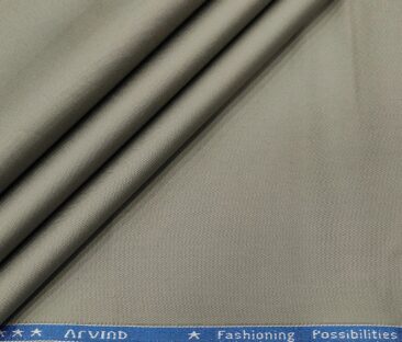Arvind Men's Cotton Solids 1.30 Meter Unstitched Trouser Fabric (Grey)