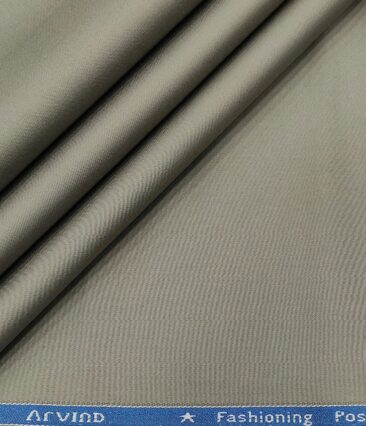 Arvind Men's Cotton Solids 1.30 Meter Unstitched Trouser Fabric (Grey)