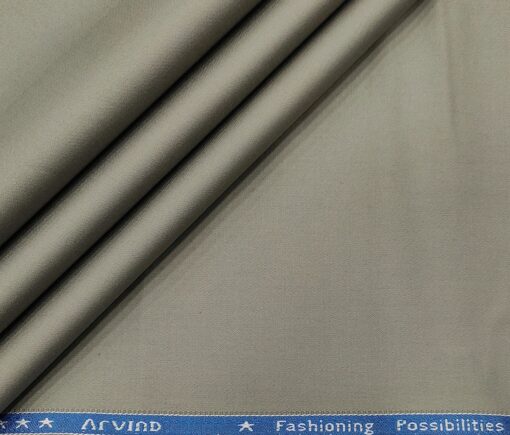 Arvind Men's Cotton Solids 1.30 Meter Unstitched Trouser Fabric (Grey)