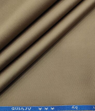 Arvind Men's Cotton Solids 1.30 Meter Unstitched Trouser Fabric (Hazelnut Beige)