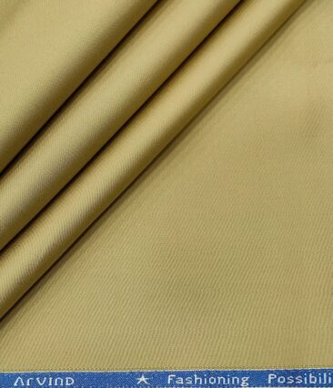 Arvind Men's Cotton Solids 1.30 Meter Unstitched Trouser Fabric (Sand Beige)