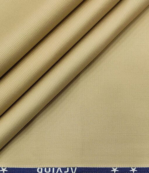 Arvind Men's Cotton Structured 1.30 Meter Unstitched Trouser Fabric (Sand Castle Beige)