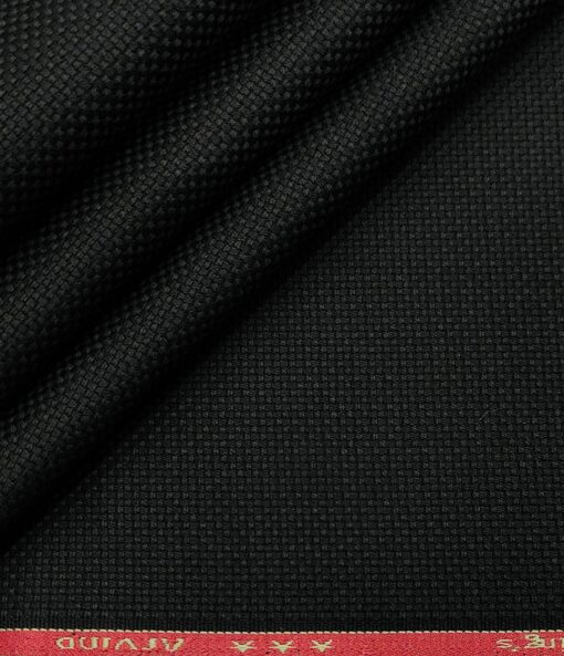 Arvind Men's Cotton Structured 1.30 Meter Unstitched Trouser Fabric (Black)