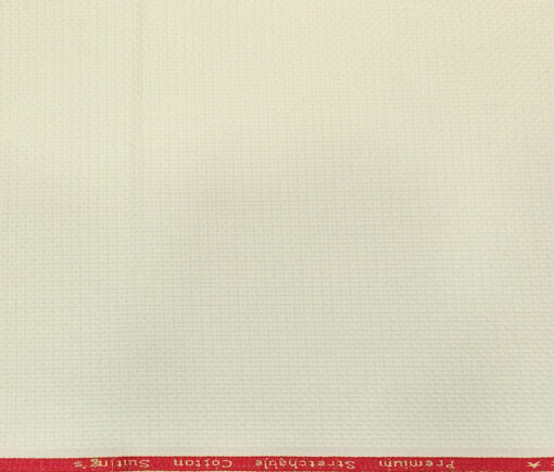 Arvind Men's Cotton Structured 1.30 Meter Unstitched Trouser Fabric (White)
