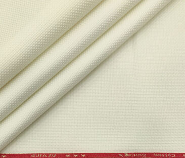 Arvind Men's Cotton Structured 1.30 Meter Unstitched Trouser Fabric (White)