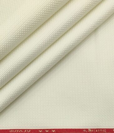 Arvind Men's Cotton Structured 1.30 Meter Unstitched Trouser Fabric (White)