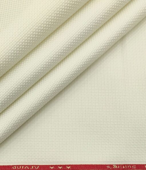 Arvind Men's Cotton Structured 1.30 Meter Unstitched Trouser Fabric (White)