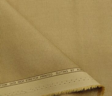 Almonti Men's Cotton Printed 1.30 Meter Unstitched Trouser Fabric (Biscotti Beige)
