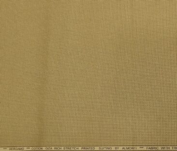 Almonti Men's Cotton Printed 1.30 Meter Unstitched Trouser Fabric (Biscotti Beige)