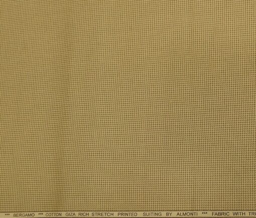 Almonti Men's Cotton Printed 1.30 Meter Unstitched Trouser Fabric (Biscotti Beige)