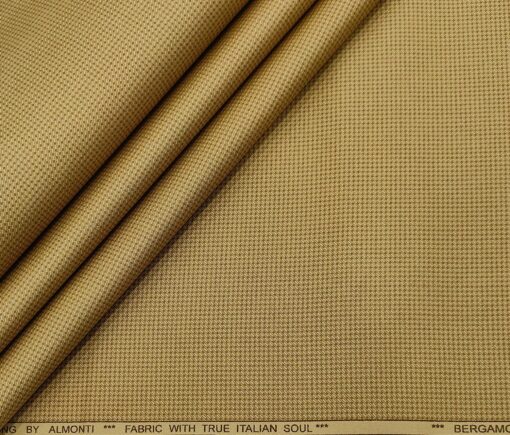 Almonti Men's Cotton Printed 1.30 Meter Unstitched Trouser Fabric (Biscotti Beige)