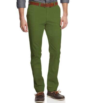 Almonti Men's Cotton Solids 1.30 Meter Unstitched Trouser Fabric (Crocodile Green)