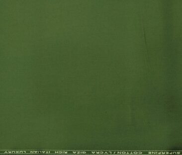 Almonti Men's Cotton Solids 1.30 Meter Unstitched Trouser Fabric (Crocodile Green)