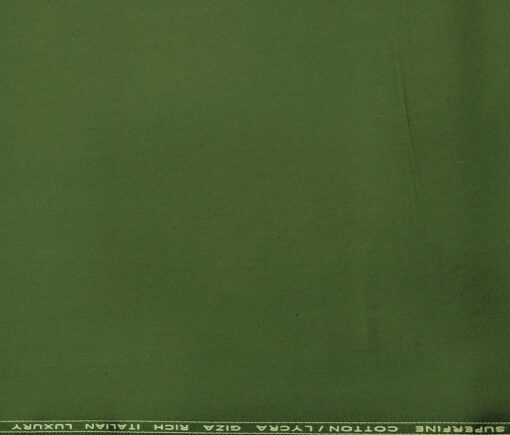 Almonti Men's Cotton Solids 1.30 Meter Unstitched Trouser Fabric (Crocodile Green)