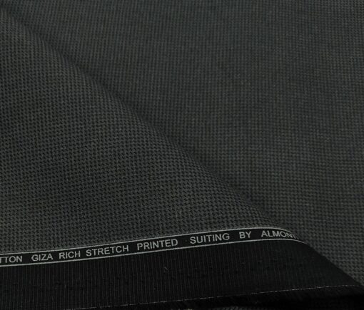 Almonti Men's Cotton Printed 1.30 Meter Unstitched Trouser Fabric (Dark Grey)