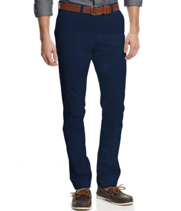 Almonti Men's Cotton Solids 1.30 Meter Unstitched Trouser Fabric (Dark Royal Blue)
