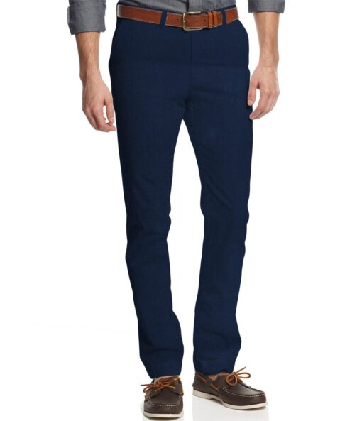 Almonti Men's Cotton Solids 1.30 Meter Unstitched Trouser Fabric (Dark Royal Blue)