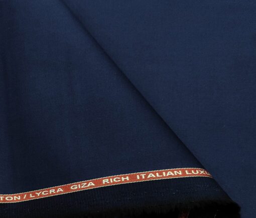 Almonti Men's Cotton Solids 1.30 Meter Unstitched Trouser Fabric (Dark Royal Blue)