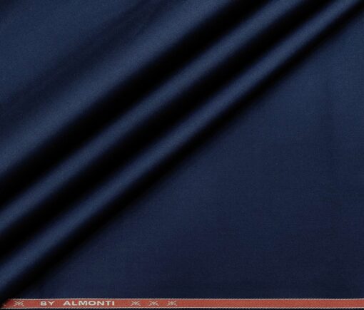 Almonti Men's Cotton Solids 1.30 Meter Unstitched Trouser Fabric (Dark Royal Blue)