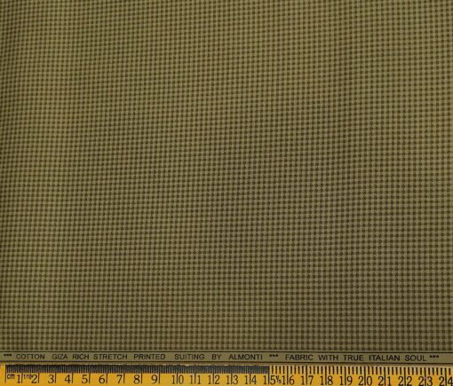 Almonti Men's Cotton Printed 1.30 Meter Unstitched Trouser Fabric (Light Brown)