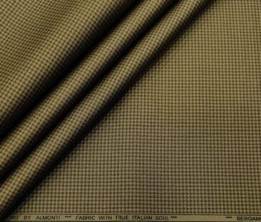 Almonti Men's Cotton Printed 1.30 Meter Unstitched Trouser Fabric (Light Brown)