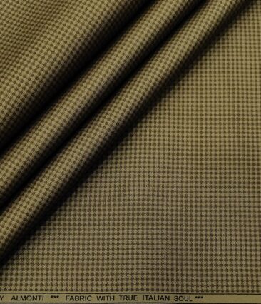 Almonti Men's Cotton Printed 1.30 Meter Unstitched Trouser Fabric (Light Brown)