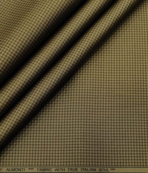 Almonti Men's Cotton Printed 1.30 Meter Unstitched Trouser Fabric (Light Brown)