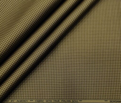 Almonti Men's Cotton Printed 1.30 Meter Unstitched Trouser Fabric (Light Brown)