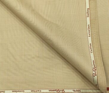 Cadini Men's Cotton Self Design 1.30 Meter Unstitched Trouser Fabric (Beige)