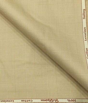 Cadini Men's Cotton Self Design 1.30 Meter Unstitched Trouser Fabric (Beige)