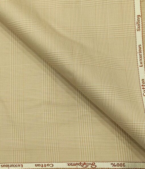 Cadini Men's Cotton Self Design 1.30 Meter Unstitched Trouser Fabric (Beige)
