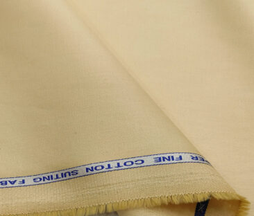 Raymond Men's Cotton Solids 1.30 Meter Unstitched Trouser Fabric (Egg Nog Beige)