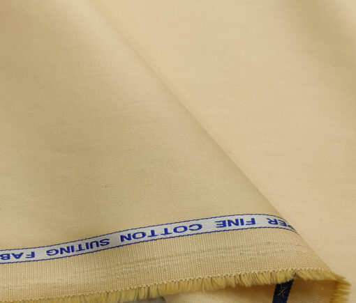 Raymond Men's Cotton Solids 1.30 Meter Unstitched Trouser Fabric (Egg Nog Beige)