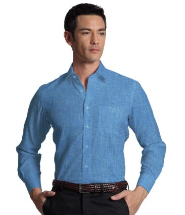 Burgoyne Men's Linen Solids Unstitched Shirting Fabric (Cerualean Beige)