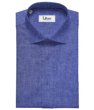 Burgoyne Men's Linen Solids Unstitched Shirting Fabric (Denim Blue)