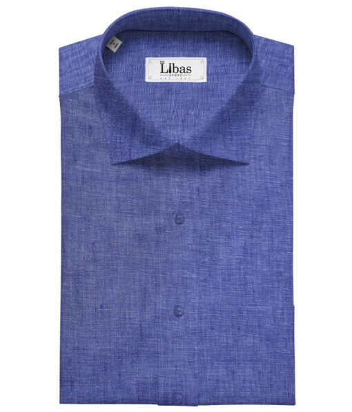 Burgoyne Men's Linen Solids Unstitched Shirting Fabric (Denim Blue)