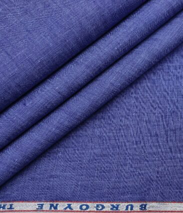 Burgoyne Men's Linen Solids Unstitched Shirting Fabric (Denim Blue)