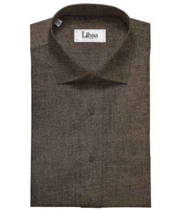 Burgoyne Men's Linen Solids Unstitched Shirting Fabric (Dark Brown)