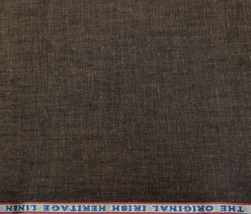 Burgoyne Men's Linen Solids Unstitched Shirting Fabric (Dark Brown)